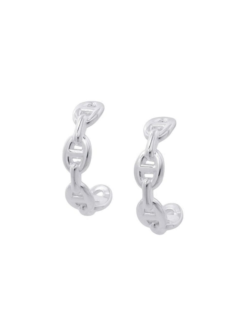 Hermes Earrings Chaine D'ancre Enchainee Silver